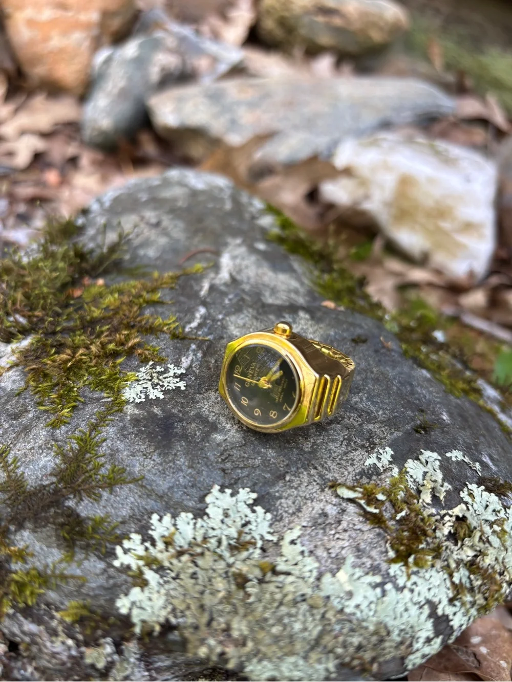 Vintage 90s Geneva Gold Ring Watch